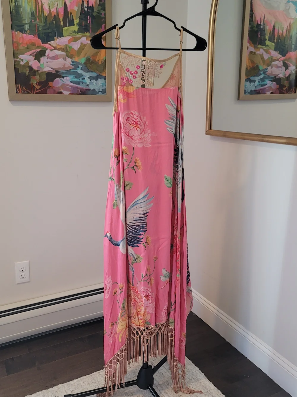 NWT ARATTA Legend of the Crane Viscose Pink Floral Boho Maxi Dress Size S - Picture 6 of 12